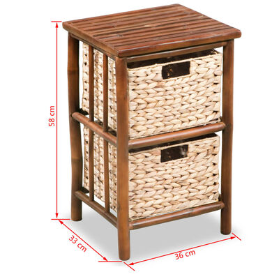 vidaXL Sängbord bambu och vattenhyacint 36x33x58 cm