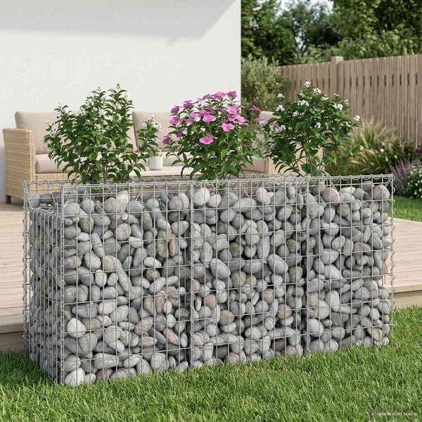 vidaXL Gabion upph&ouml;jd s&auml;ng Silver 150 x 50 x 80 cm Galvaniserat St&aring;l