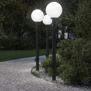 vidaXL Pollare med sensor och uttag 3 st 120 cm svart IP44