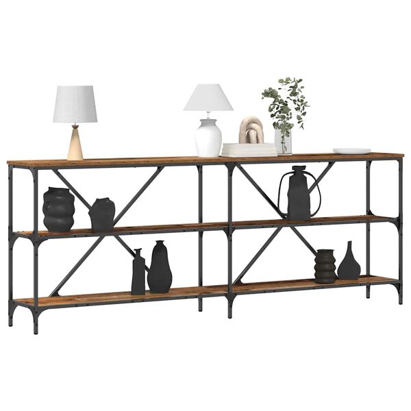 vidaXL Konsolbord Gammalt tr&auml; 200 x 30 x 75 cm Konstruerat tr&auml;