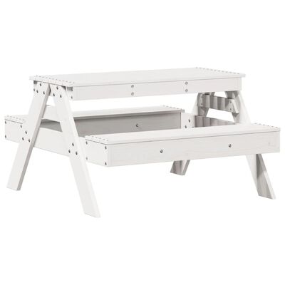 vidaXL Picknickbord för barn vit 88x97x52 cm massiv furu