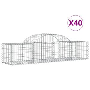 vidaXL Gabioner b&aring;gformade 40 st 200x50x40/60 cm galvaniserat j&auml;rn
