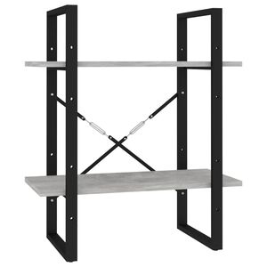 vidaXL Bokhylla 2 hyllor betonggr&aring; 60x30x70 cm konstruerat tr&auml;