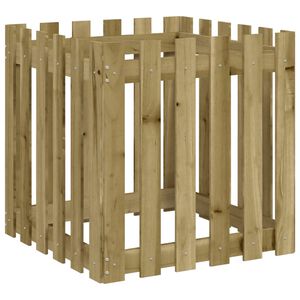 vidaXL Odlingsl&aring;da med staket-design 60x60x60 cm impregnerat furu