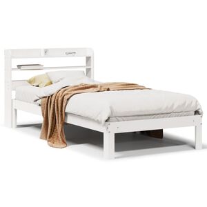 vidaXL S&auml;ngram med huvudgavel vit 75x190 cm massivt furu