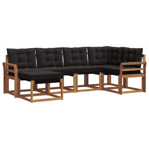 vidaXL Utomhussoffset med kudde 6 pcs Naturlig och svart