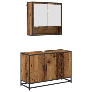vidaXL Badrumsm&ouml;belset 2 st Gammalt tr&auml; 90 x 33 x 60 cm