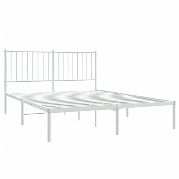 vidaXL Sängram med huvudgavel metall vit 140x190 cm