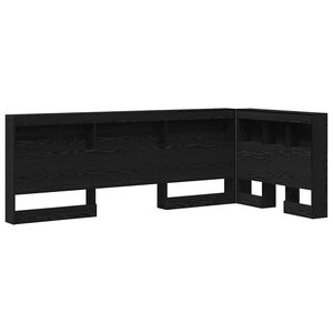 vidaXL F&ouml;rvaringshuvudgavel med hylla Svart Ek 80 cm Konstruerat tr&auml;