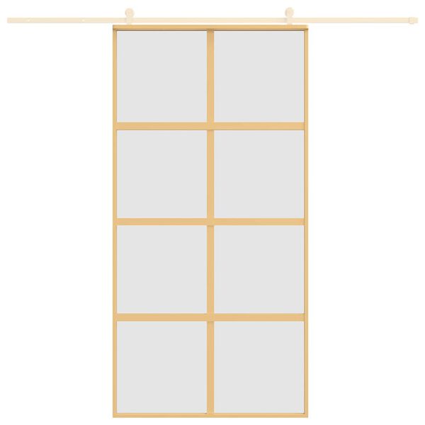 vidaXL Skjutd&ouml;rr guld 102,5x205 cm frostat ESG-glas och aluminium