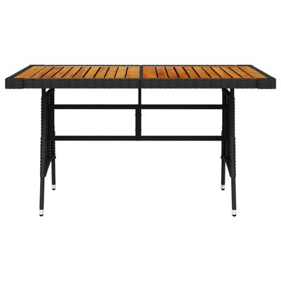 vidaXL Trädgårdsbord svart 130x70x72cm konstrotting massiv akacia