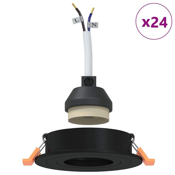 vidaXL Spotlight 24 pcs Svart 9 x 9 x 2 cm Aluminium