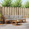 vidaXL Utomhussoffset 5 pcs Naturlig och Ljus Gr&aring; Massivt Akaciatr&auml;