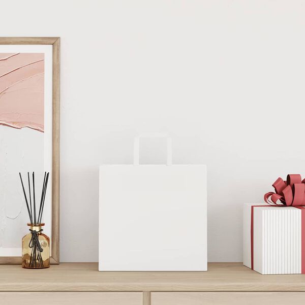 vidaXL Pappersp&aring;sar 50 st med handtag vit 26x17x25 cm