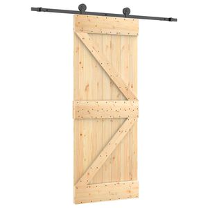 vidaXL Skjutd&ouml;rr Naturlig och svart 70 x 210 cm Massiv furutr&auml;d&ouml;rr