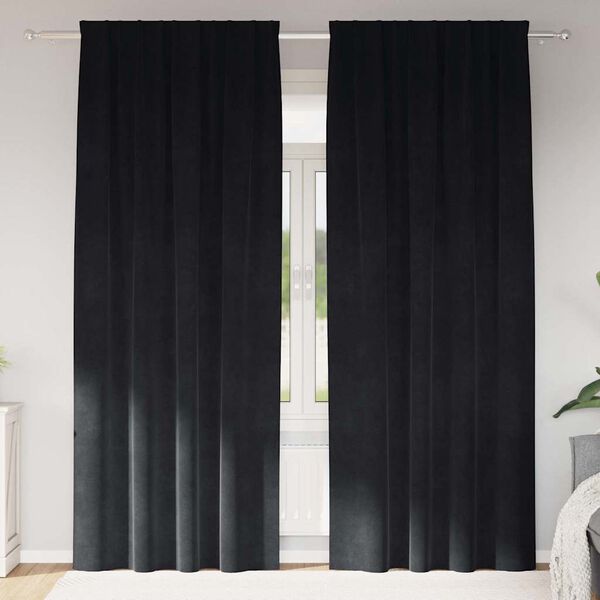 vidaXL M&ouml;rkl&auml;ggningsgardiner 2 pcs Svart 140 x 260 cm Sammet