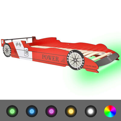 vidaXL LED Barnsäng racerbil 90x200 cm röd