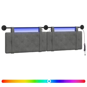 vidaXL H&auml;ngande s&auml;nggavel Med LED-lampa M&ouml;rkgr&aring; Sammet
