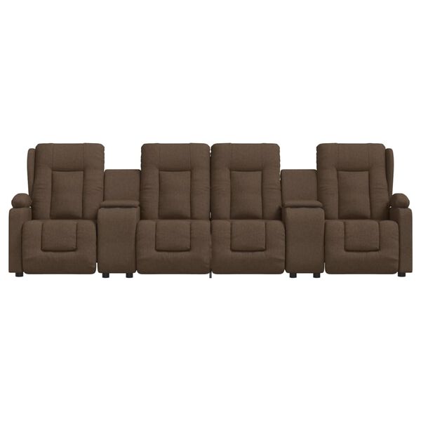 vidaXL Massagefåtölj med kopphållare 4-sits brun tyg