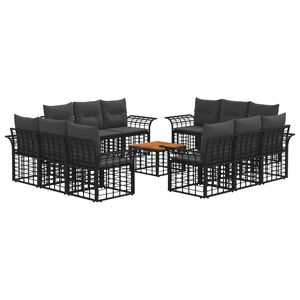 vidaXL Utomhussoffset 13 pcs Svart och M&ouml;rkgr&aring; Polyester