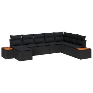vidaXL Tr&auml;dg&aring;rdsoffset med kudde med lagring 9 pcs Svart Polyrattan