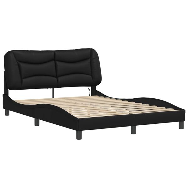 vidaXL Bed Frame with LED without Mattress "Hvar" Black 140x200 cm