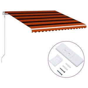 vidaXL Elektrisk markis med LED och sensor 6 x 3 m Bl&aring; och Vit Rand