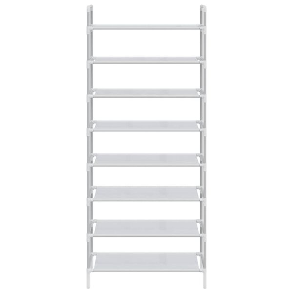 vidaXL Skohylla med 8 hyllor metall och non-woven tyg silver