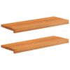 vidaXL Trapstegsmattor 2 st 80 x 25 x 2 cm Ljusbrun Massivt boktr&auml;