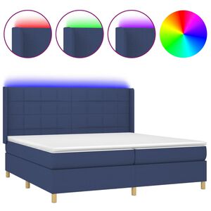 vidaXL Rams&auml;ng med madrass & LED bl&aring; 200x200 cm tyg