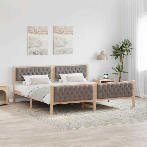 vidaXL S&auml;ngram med huvudgavel Taupe 200 x 200 cm Massiv furu