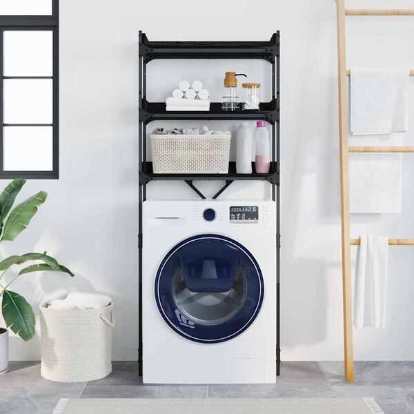 vidaXL Tv&auml;ttmaskins hylla Svart 0ak 67 x 25 x 163 cm Konstruerat tr&auml;