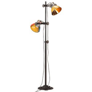 vidaXL Golvlampa med 2 lampsk&auml;rmar flerf&auml;rgad E27