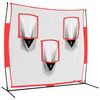 vidaXL Portabelt baseballn&auml;t svart och r&ouml;d 183x105x183 cm polyester