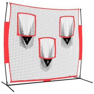 vidaXL Portabelt baseballn&auml;t svart och r&ouml;d 183x105x183 cm polyester