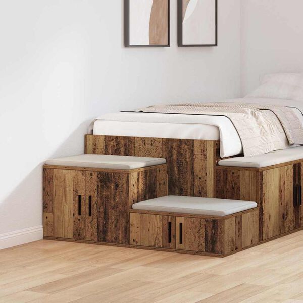 vidaXL F&ouml;rvaringssk&aring;p 2 pcs Gammalt tr&auml; 108 x 41 x 40 cm