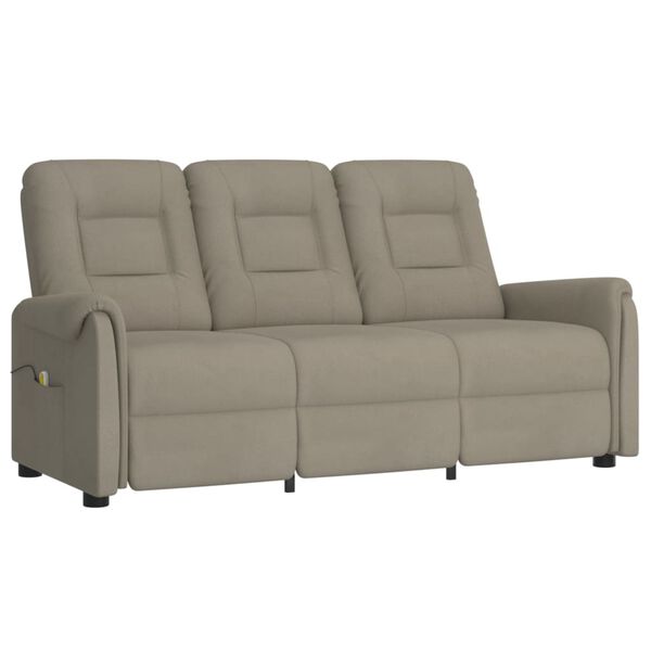 vidaXL Massagefåtölj 3-sits ljusgrå mikrofibertyg