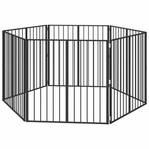 vidaXL Hundgrind 6 pcs Svart 100 x 100 cm Galvaniserat St&aring;l