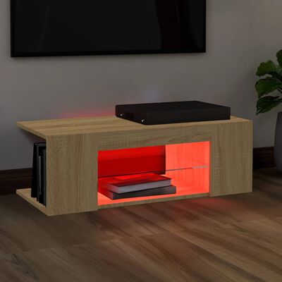 vidaXL TV-bänk med LED-belysning sonoma-ek 90x39x30 cm