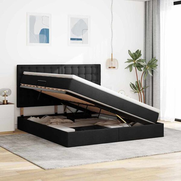 vidaXL F&ouml;rvaringss&auml;ng med madrass Svart 180 x 200 cm Polyester