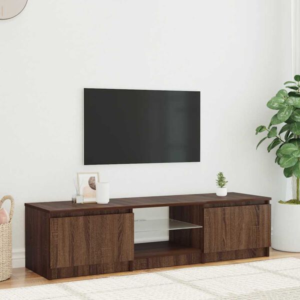 vidaXL TV-bänk med LED-belysning brun ek 140x40x36 cm