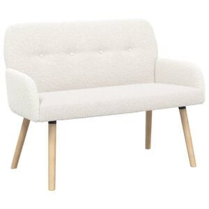 vidaXL 2-sitssoffa med ben i massivt tr&auml; Gr&auml;ddvit Boucl&eacute;