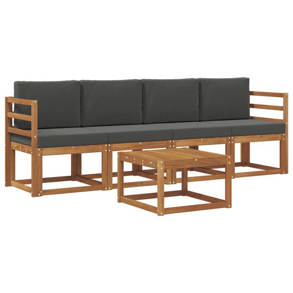 vidaXL Utomhussoffset med kudde 5 pcs Naturlig och Antracit