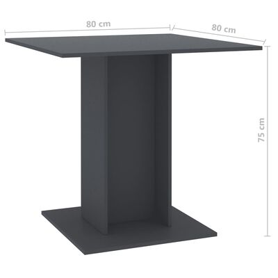 vidaXL Matbord grå 80x80x75 cm spånskiva