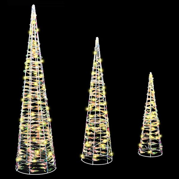 vidaXL Julgran med 90 LED-lampor 3 pcs Varmvit 20 x 20 x 80 cm PET