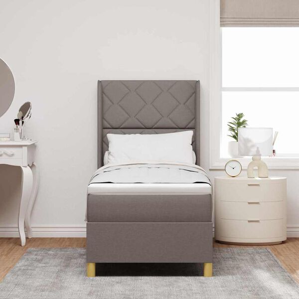 vidaXL B&auml;ddfj&auml;der med madrass med LED -remsljus Taupe 140 x 200 cm tyg