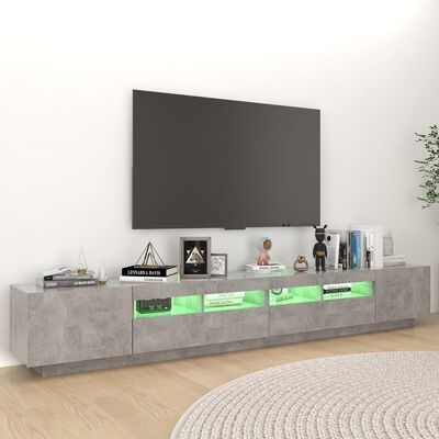vidaXL TV-bänk med LED-belysning betonggrå 260x35x40 cm