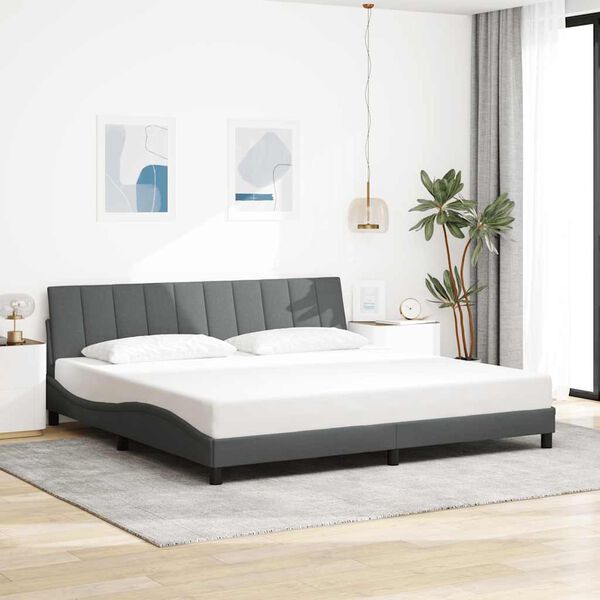 vidaXL Bed Frame without Mattress "Hanko" Dark Grey 200x200 cm Fabric