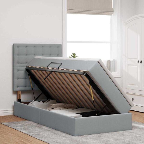 vidaXL F&ouml;rvaringss&auml;ng med LED med led Ljusgr&aring; 100 x 200 cm Polyester