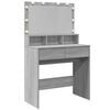 vidaXL Sminkbord med LED gr&aring; sonoma 80x41x134,5 cm